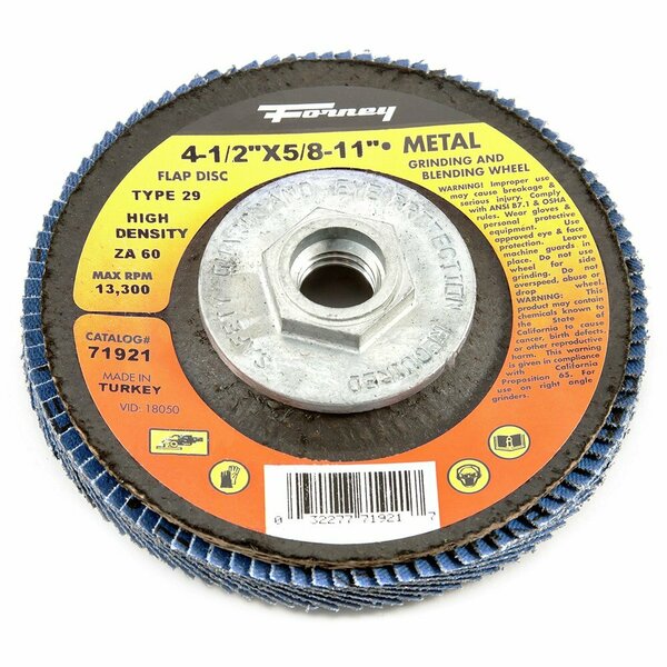 Forney Flap Disc, High Density, Type 29, 4-1/2 in x 5/8 in-11, ZA60 71921